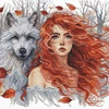 Ava Stitch Kryželiu siuvinėjimo rinkinys „Imbierinė mergaitė ir vilkas“ 32×31 cm Aida 16 ct