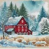Ava Stitch Mini kryželiu siuvinėjimo rinkinys „Raudona trobelė“ Aida 18 AVA