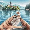 Ava Stitch Siuvinėjimo kryželiu rinkinys „Bledo ežero dama“ 29×29 cm
