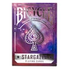 Bicycle Stargazer 201 purpurinės kortos – kosminis dizainas, pokeriui ir triukams
