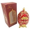 Deco Gifts Raudonas auksinis Fabergé kiaušinis su rožių motyvu – elegantiška dovana