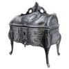Deco Gifts Sidabrinė metalinė papuošalų dėžutė su dekoru – elegantiška dovana