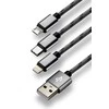 everActive pintas USB 2.4A 1.2m kabelis trys-viename micro-USB, USB-C ir Lightning