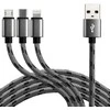 everActive pintas USB 2.4A 1.2m kabelis trys-viename micro-USB, USB-C ir Lightning
