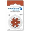 Everactive Ultrasonic 312 PR41 klausos aparatų baterijos 6 vnt. 1,45V