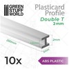 Green Stuff World Žalias Stuff World Žalias Stuff World ABS dvigubas T profilis 2 mm, 10 vnt., 250 mm