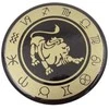 Hobilt Liūto zodiako šaldytuvo magnetas – emaliuotas, auksinis 6 cm, dovana Liūtui