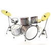 Indominiguitars Dekoratyvinis mini būgnų rinkinys 1:5, sidabrinis chromas, dovana būgnininkui