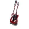 Indominiguitars Mini gitara 15 cm, raudonmedžio – Jimmy Page stilius, kolekcinė su stovu