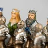 Italfama VIDURAMŽIŲ STILIUS: rankomis spalvinti šachmatai su dirbtinės odos lenta ir dėtuve + šaškės ir nardai