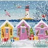 LetiStitch luca S Siūlų kryželiu siuvinėjimo rinkinys Snowy Sea Cottages 23x22cm SLETIL9915