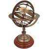 Mirtop Žalvarinė armiliarinė sfera-astrolabija ant medinio pagrindo, 28 cm
