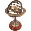 Mirtop Žalvarinė armiliarinė sfera-astrolabija ant medinio pagrindo, 28 cm
