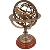 Mirtop Žalvarinė armiliarinė sfera-astrolabija ant medinio pagrindo, 28 cm