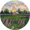 Oven Kryželiu siuvinėjimo rinkinys „Rožiniai toliai“ 25×25 cm, 16 ct drobė
