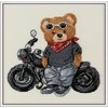 Panna Klart Siuvinėjimo kryželiu rinkinys „Biker Bear“ meškinas motociklininkas 15x14 cm