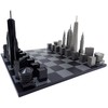 Skyline Chess Prabangus Niujorko „Skyline“ šachmatų rinkinys, nerūdijančio plieno figūros
