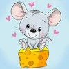 Wizardi Deimantinis paveikslas Mouse and Cheese 20*20 cm WD2534