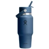 Gertuvė Hydro Flask Wide Mouth Flex Straw Cap Harbor Mėlyna Travel Bottle, 710 ml