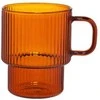 Grooved latte glass with a handle CHiATO, 260 ml – Brown