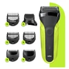 Barzdaskutė Braun Series 3 81702942 skustuvas vyrams Apkarpymo mašinėlė Juoda, Žalia