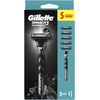 Gillette Mach3 Charcoal Skustuvas Vyrams, 1 Gillette Skustuvas + 5 Keičiamos Galvutės