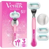Gillette Venus Party Edition skustuvas, 3 keičiamos skustuvo galvutės, sieninis laikiklis