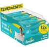 Pampers Fresh Clean Plastic Free Servetėlės Kūdikiams, 12 Pakuotė, 624 Servetėlės