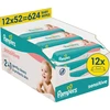Pampers Sensitive Servetėlės Kūdikiams, 12 Pakuotė, 624 Servetėlės