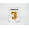PartyDeco Folinis balionas "3" auksinis, 86 cm
