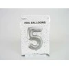 PartyDeco Balionas folinis skaičius 5 sidabrinis 86cm