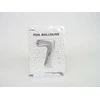 PartyDeco Balionas folinis skaičius 7 sidabrinis 86cm