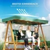 Outsunny 2 viename Holivudo sūpynės su atlošimo funkcija, 3 vietų medinės sodo sūpynės, medinės sūpynės su stogeliu ir sėdimąja pagalve, sūpynės suoliukas iki 330kg, sodui, terasai, 236x130x181 cm, tamsiai žalia