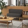HOMCOM 2-vietė sofa, dvivietis suolo tipo krėslas, linų audinio išvaizda, medinės kojelės, iki 150 kg, tamsiai pilka, 117 x 56,5 x 77 cm