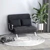 HOMCOM 2 vietų sofa-lova su porankiu 65x69x80cm 3-in-1 sofa-lova, svečių lova, sulankstomas čiužinys, zomšos imitacija, pilka
