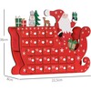 HOMCOM advento kalendorius pildomas 24 stalčiai kalėdinis kalendorius kalėdinė dekoracija MDF raudona 22,5 x 8 x 36 cm