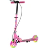AIYAPLAY Scooter Kids Sulankstomas vaikiškas motoroleris su reguliuojamu vairo aukščiu, 2 šviečiančiais ratais, rankiniu stabdžiu ir galinio stabdžio pedalu, skirtas 3-8 metų vaikams, rožinės spalvos