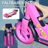 AIYAPLAY Scooter Kids Sulankstomas vaikiškas motoroleris su reguliuojamu vairo aukščiu, 2 šviečiančiais ratais, rankiniu stabdžiu ir galinio stabdžio pedalu, skirtas 3-8 metų vaikams, rožinės spalvos