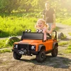 AIYAPLAY vaikiškas elektromobilis, 12V akumuliatorinis, su nuotolinio valdymo pultu, muzikos funkcija, garsiniu signalu, LED šviesomis, oranžinis