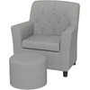 AIYAPLAY vaikiškas fotelis, vaikiška sofa su pakoja, vaikiškas baldų komplektas nuo 18 mėnesių, lininio audinio išvaizda, eukalipto mediena, pilka, 45 x 43 x 50,5 cm