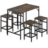 Aosom Baro stalo komplektas, 100x60x88 cm, ruda+juoda, MDF, plienas