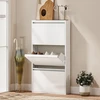 Aosom Batų spintelė 55x15x105,5 cm Balta Metalas