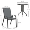 Aosom Bistro komplektas, 3 dalių lauko baldų komplektas, 54x71x93 cm, tamsiai pilka, metalas
