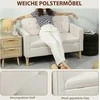 Aosom Dviejų vietų sofa, 117x62x78 cm, kreminė balta, su daiktadėže