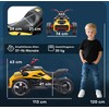 Aosom Elektrinis vaikiškas automobilis, atbulinės eigos triračio dizainas, 113x74x63 cm, geltonas, su akumuliatoriumi