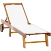 Aosom Gultas 198x55x30-88,5 cm Natūrali+Balta Akacijos mediena