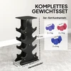 Aosom Hantelių rinkinys 3 poros su laikymo stovu 13x6x5.5 cm violetinė+rožinė+mėlyna metalas