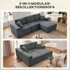 Aosom Kampinė miegamoji sofa, modulinė L formos, 267x168x85 cm, tamsiai pilka, kordo audinys
