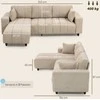 Aosom Kampinė sofa, L formos 3 vietų su lanksčia šezlongu, 242x156x87 cm, smėlio spalvos, metalinis rėmas