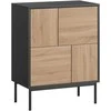 Aosom Komoda 60x35x78 cm juoda, natūrali mediena, MDF, metalas